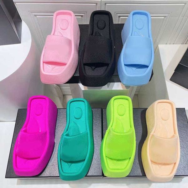 

shoes slotted high-heeled slippers with thick soles 2023 summer new muffin soles heighten super fire fairy slope heels, Black