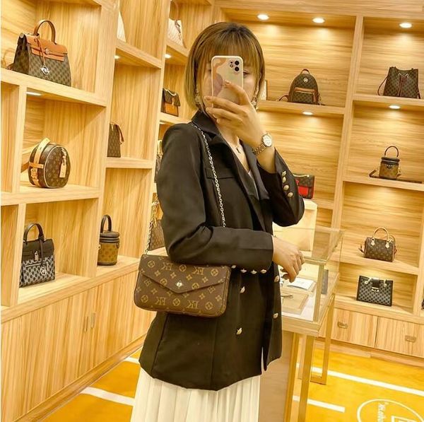 

3 pcs shoulder bag women messenger bag leather handbag evening bag original box flower checkers date code serial number embossed patterns pu