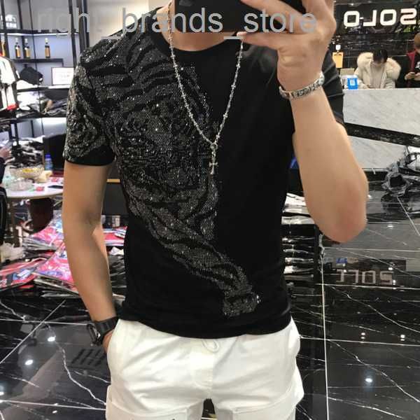 

men's t-shirts male tee personality tiger diamond printing tshirt men 2021 streetwear tee shirt homme camiseta masculina funny t shirts, White;black