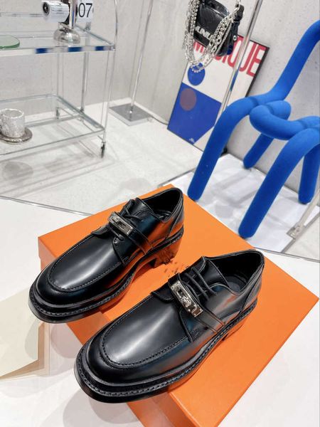 

shoes 2023 new style lace up thick soled high h home first oxford shoes button thick heel lefu shoes black single shoes