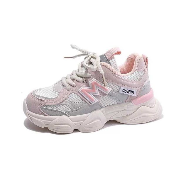 

girls' sports shoes 2023 spring and autumn new chil1en's mesh casual running shoes big girls' dad shoes, Black;red