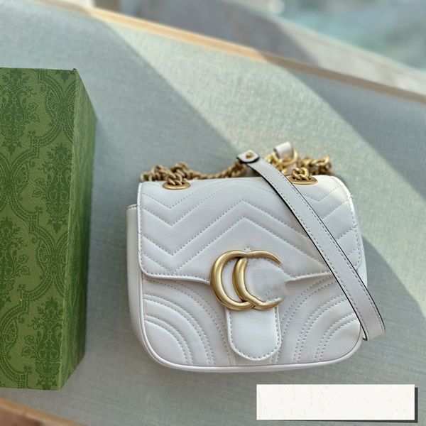 

new designers bag square double g marmont women tote bag cassette clutch purse calf leather lady classic fashion crossbody leather chain whi