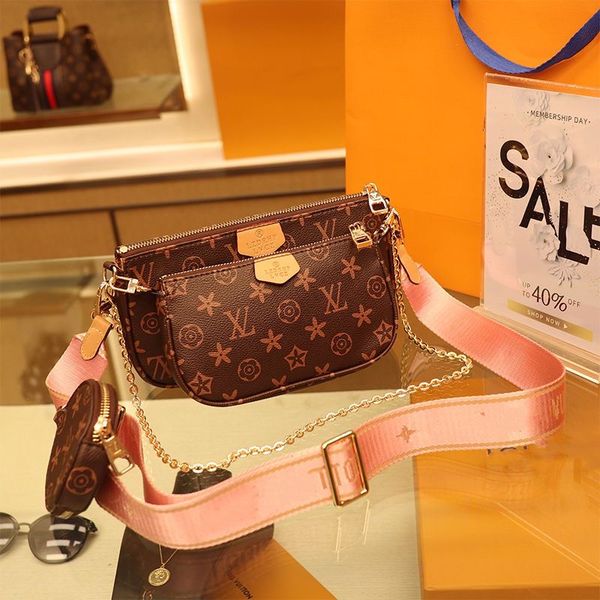 

shoulder bags women leather 3 set multi pochette accessories louise viuton handbags luxurys designer messenger bag purse vutton evening wall