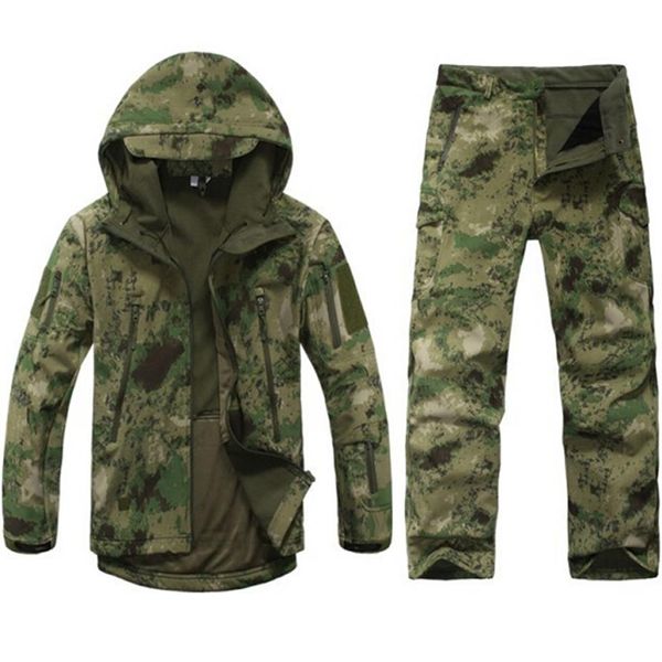

tactical soft shell fleece jacket men outdoor waterproof camo hunting clothes suit camouflage army jackets sports coats201p, Black