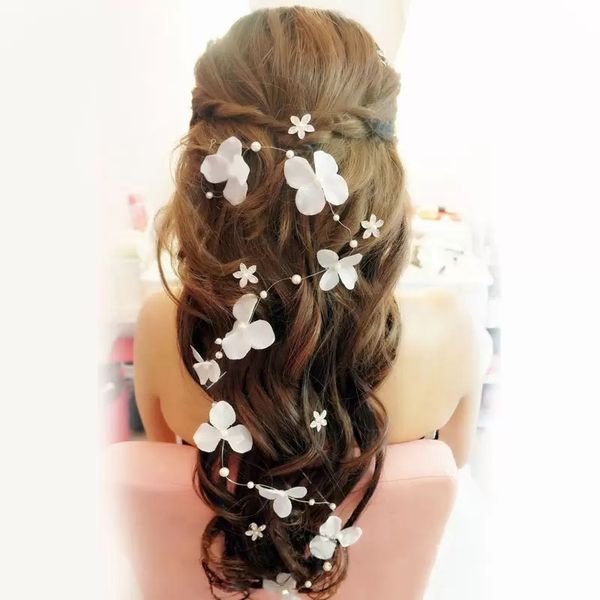 

headpieces bridal hair accessories handmade butterfly flower headwear bridal headband wedding jewelry pearl bridal hair piece ing, Silver
