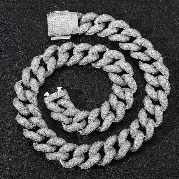

wholesale 18mm vvs moissanite diamond cuban link chain bracelet iced out 925 silver men hip hop necklace