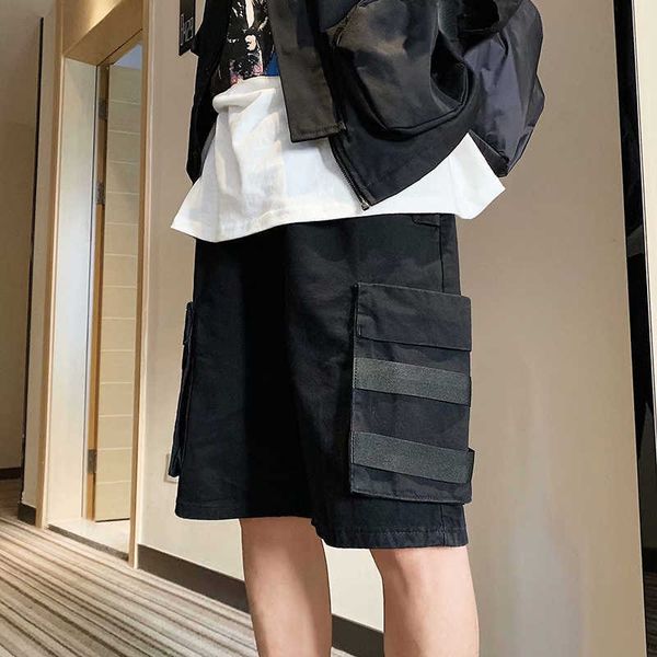 

men's shorts fashion streetwear men shorts elastic waist casual shorts black army green military cargo shorts men attendance working pa, White;black