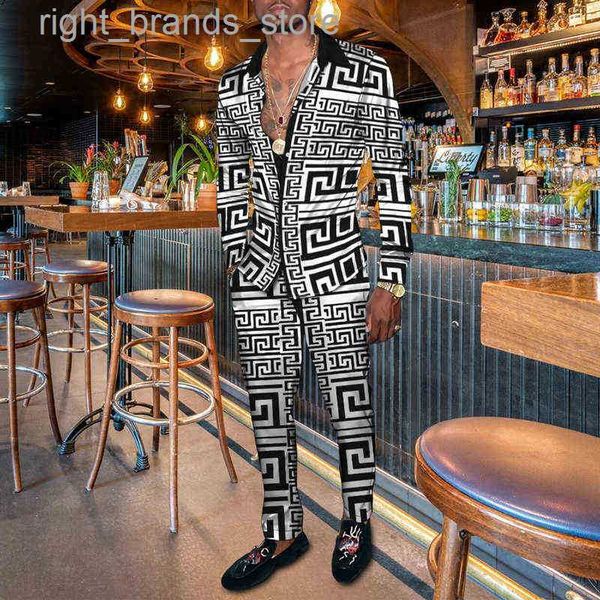 

men's tracksuits men's tracksuits spring autumn new casual suits long sleeve shirt pants 2 piece set vintage harajuku print men&#0, Gray