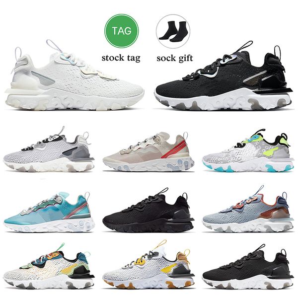 

women men epic react vision sport shoes reacts element 55 fashion athletic trainers white iridescent black vast grey sail plate-forme dhgate