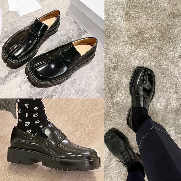 

new womens famous designer ta b loafers shoes formal shoes anti slip soles casual shoes made of calf leather casual formal shoe professional, Black