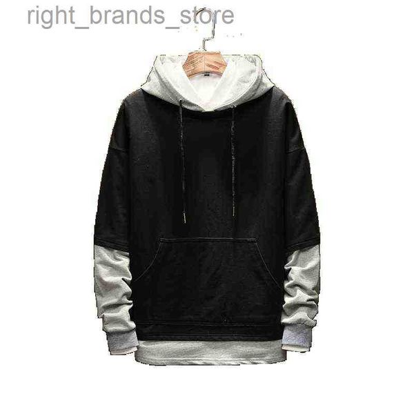 

men's hoodies sweatshirts favocent fashion new mens hoodies sweatshirts stitching hoodie hip hop street male loose casual wear plus si, Black