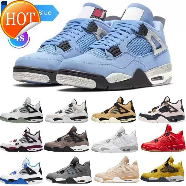 

mens 4 high og basketball shoes 4s university blue silver royal toe black metallic gold unc patent dark mochamen mid smoke grey women