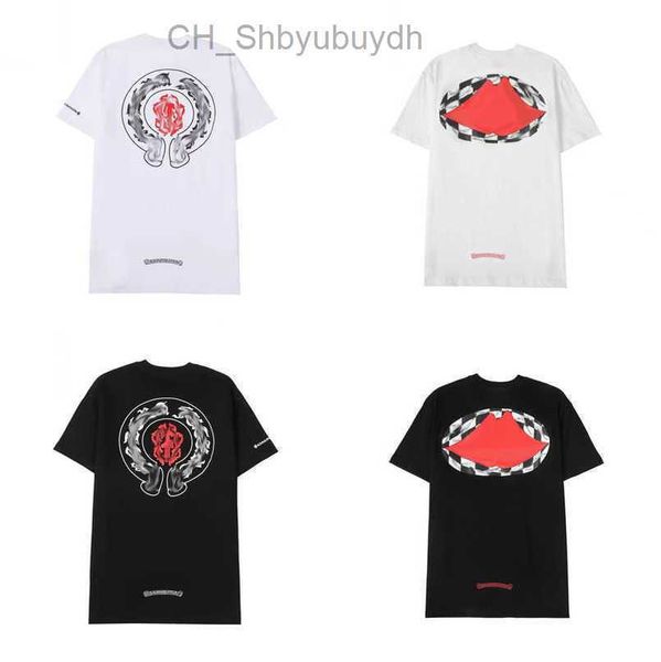 

classic men's luxury t shirt brand tees men women sanskrit letter sweatshirts short sleeve horseshoe designer couple t-shirts cross te, White;black