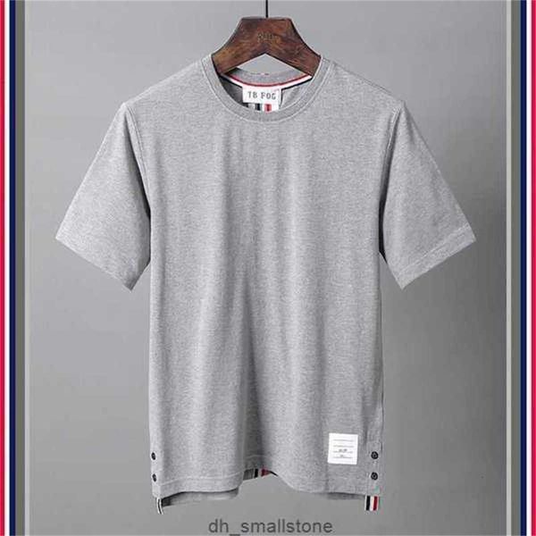 

men's and women's summer tb striped cotton round neck short-sleeved t-shirt with ribbon on the back thomnew 20238h5g, White;black