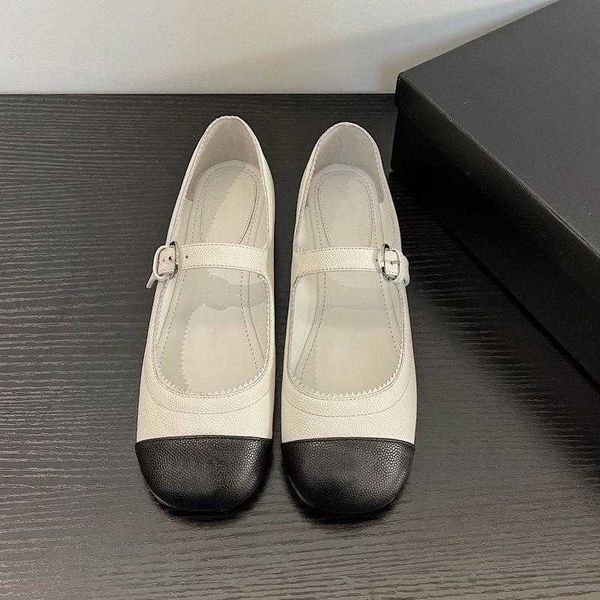 

shoes 2023 flat shoes with straight buckle and small fragrance for women versatile round toe mary jane shoes fashionable and cute single sho, Black