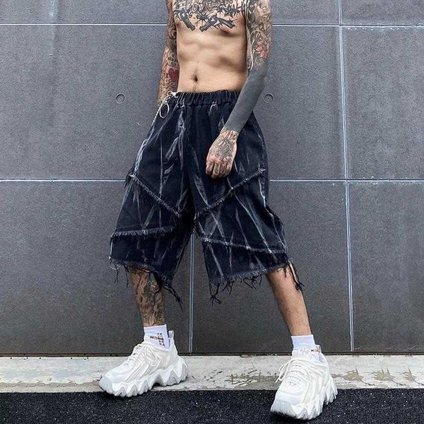 

men's shorts gothic fashion men shorts black techwear casual chain shorts hip hop punk high street summer casual shorts for male jogger, White;black