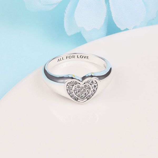 

925 sterling silver cz stones radiant heart pave signet ring fit pandora jewelry engagement wedding lovers fashion ring
