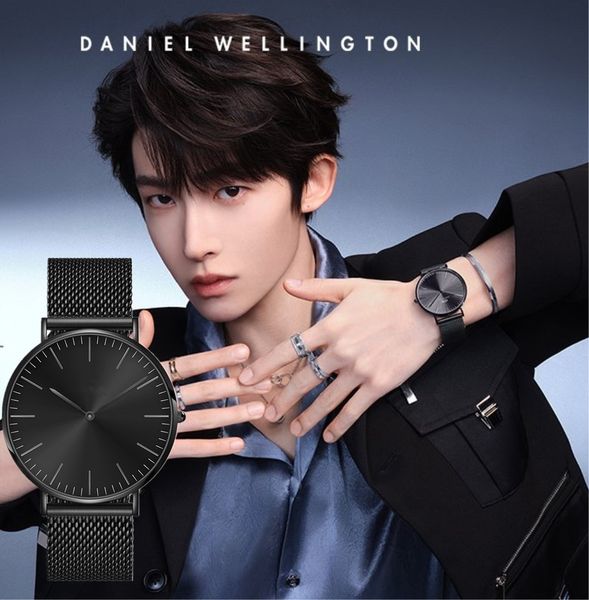 

with original box fashion brand watches mens 40mm all steel quartz watch black dial male clock 2023 sports montre, Slivery;brown