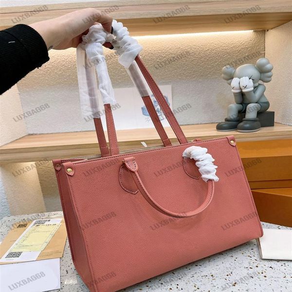 

2023 designer women's bag rose trianon pink onthego mm tote business giant monograms womens shopping bag bicolor leather handl209s