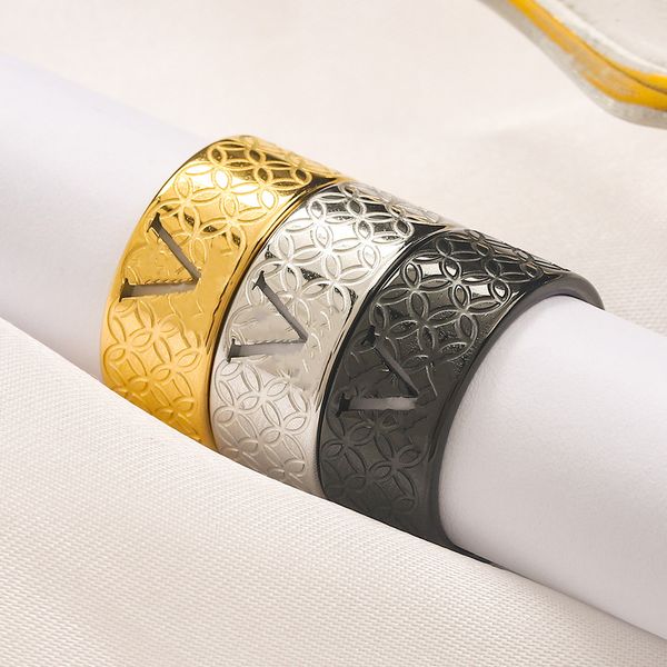 

high-end band rings luxurys 18k gold 925silver letter v strap lg designers men's rings fashion women's jewelry love couple pair ri, Silver