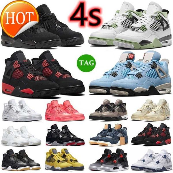 

4 4s men women basketball shoes sneaker seafoam military black cat red thunder white oreo unc blue sail metallic lightning bred grey mens