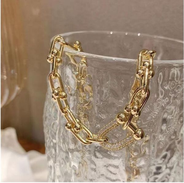 

micro inlaid zircon chain baroque metal bracelet, Black