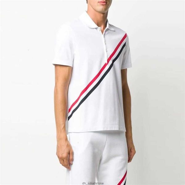 

men's t-shirts t-shirts tom tee brown short sleeve round neck 23ss stripe leisure casual fashion designer classic polo shirt tb white t, White;black
