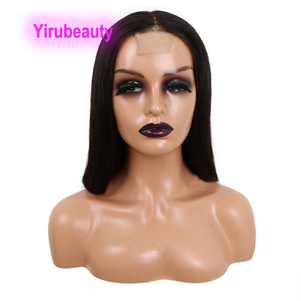 

2x6 lace bob wig peruvian virgin human hair silky straight 10-18inch yirubeauty natural color 150% 180% 210% density, Black;brown