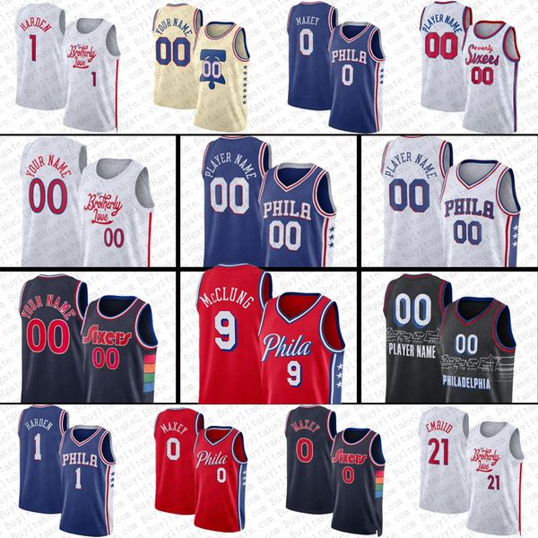 

joel embiid 9 mac mcclung custom basketball jerseys james harden tyrese maxey pj tucker tobias harris jalen mcdaniels sixer city 2022 2023