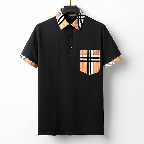 

designer men's tee shirts black beige plaid brand multiple styles fashion casual upscale 100% cotton breathable anti-wrinkle slim-fit c, White;black