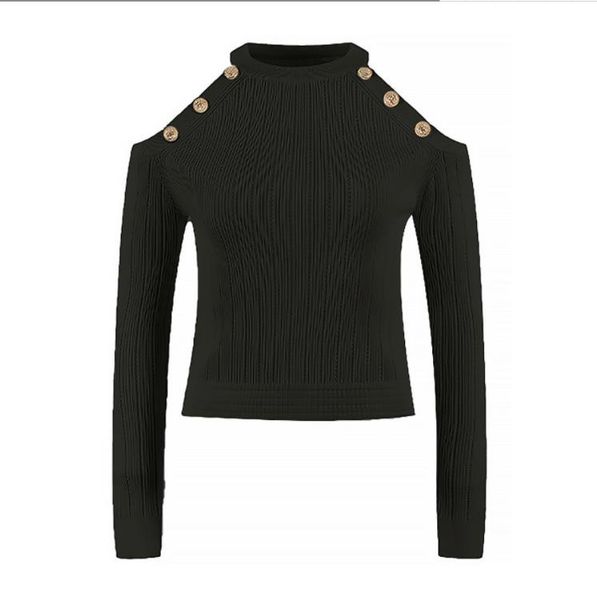 

2081 2023 runway spring summer women sweater black brand same style sweater long sleeve lapel neck fashion clothes yl, White;black