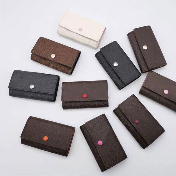 

key wallets brown flower famous classical designer women 6 key holder luxury purse genuine leather men card holders hasp imitation wallet ke, Red;blue