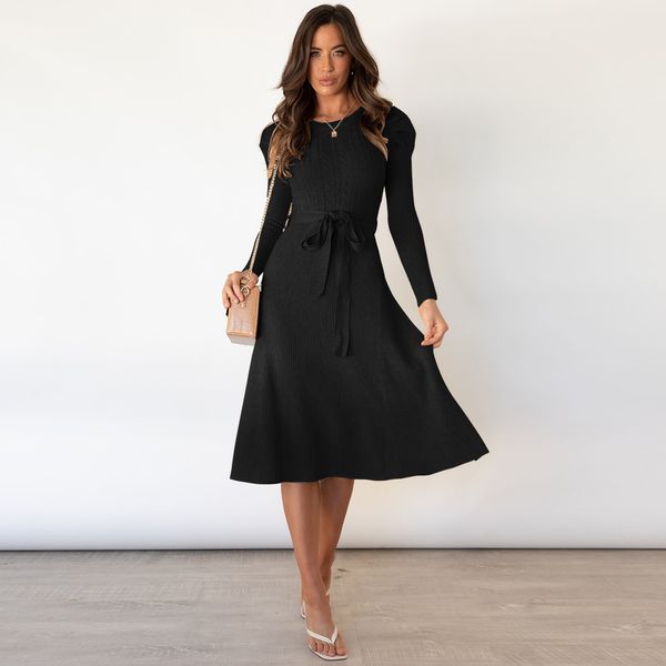 

casual dresses fashion party casual work knitted dresses bodycon women autumn winter elegant lady long sleeve dresses, Black;gray
