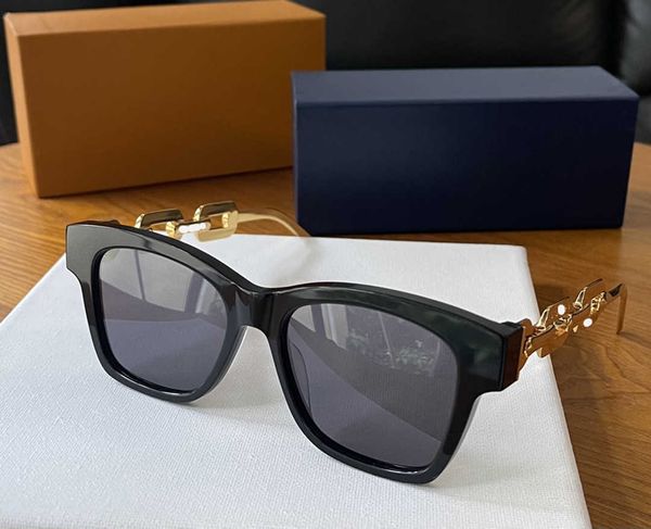 

2023 luxury brand design sunglasses women men women's metal chain leg box new uv fashionable men's sunglasses for ladies sun glass, White;black
