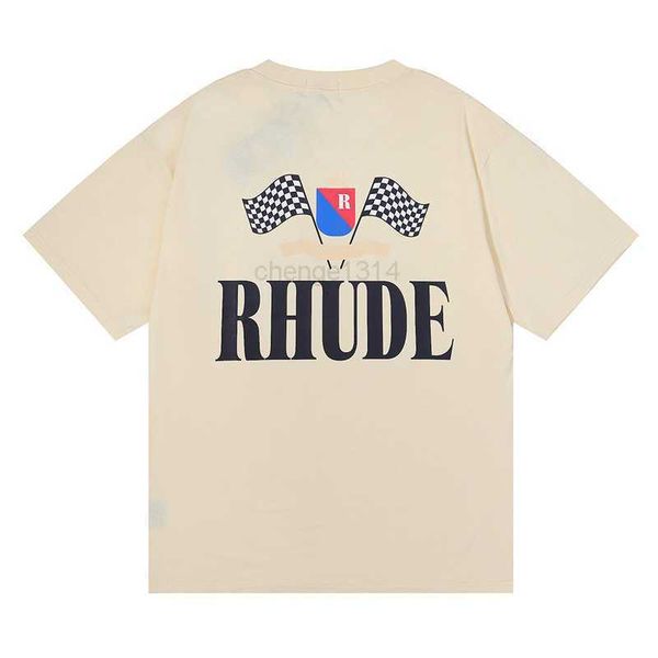 

2022 new fashion brand rhude mens and womens t shirts american high street nurse big v print loose casual cotton short sleeve454jmhb, White;black