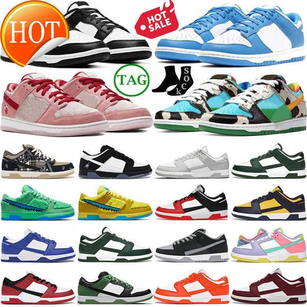

designer casual shoes for men women flat sneakers low panda white black grey fog unc chunky green glow triple pink strange love gai