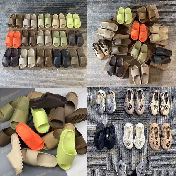 

with box slippers designer men woman slider foam runner vermillion mineral blue onyx pure sandals slide slipper ochre bone resin clog des xy, Black