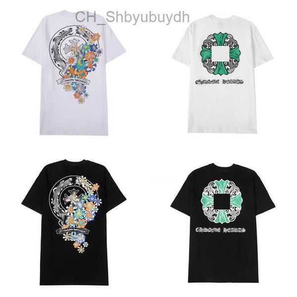 

men's luxury t shirt classic brand tees men women sanskrit letter sweatshirts short sleeve horseshoe designer couple t-shirts cross te, White;black