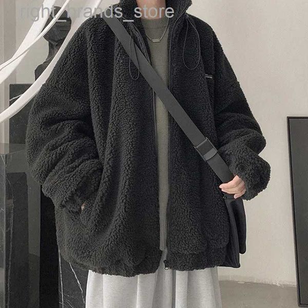 

men's jackets men's jackets jacket lamb polar fleece loose trend man trench coat warm zipper men clothing winter windbreaker y2302, Black;brown