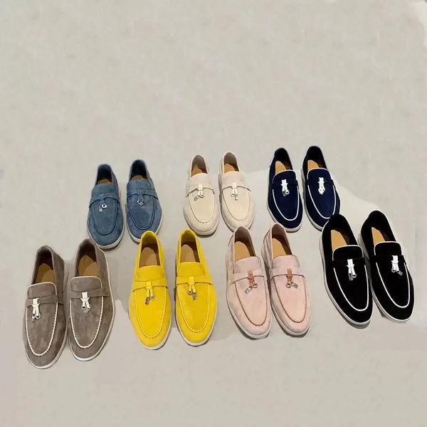 

mens suede leather loro walk shoes luxury sneakers nubuck lock designer flats slip-on dress shoe large women walking shoes size 35-46 with 6
