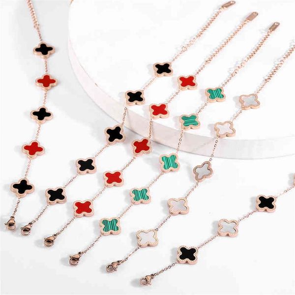 

18k gold plated jewelry classic stainls steel four leaf clover bracelet for women260e, Golden;silver