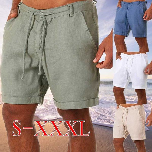

men's shorts men's cotton linen shorts pants male summer breathable solid color linen shorts fitness streetwear j230219, White;black