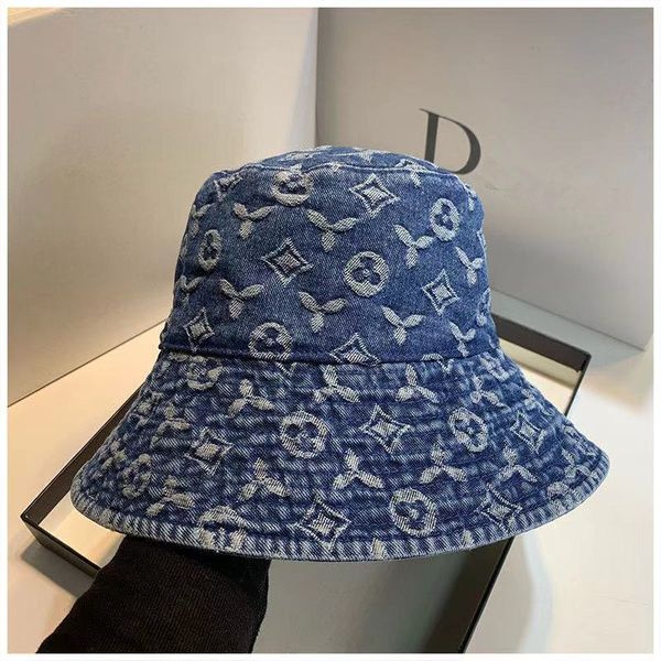 

classic wide brim hats for women designer denim bucket hat fashion summer men sun hat outdoor casquette baseball caps mens womens beanies, Blue;gray