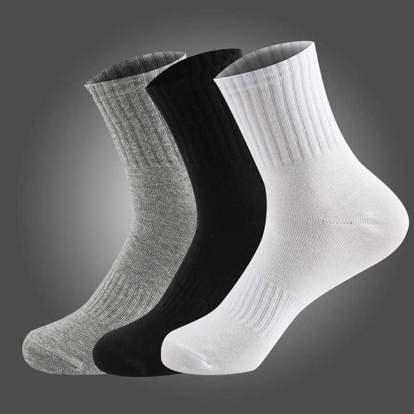 

men's socks zhuji men's pure color sports combed cotton medium and short sleeve spring summer autumn winter basketball running can, Black