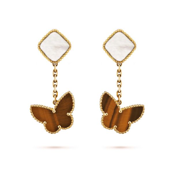 White+tiger Eye Stone Butterfly (gold)