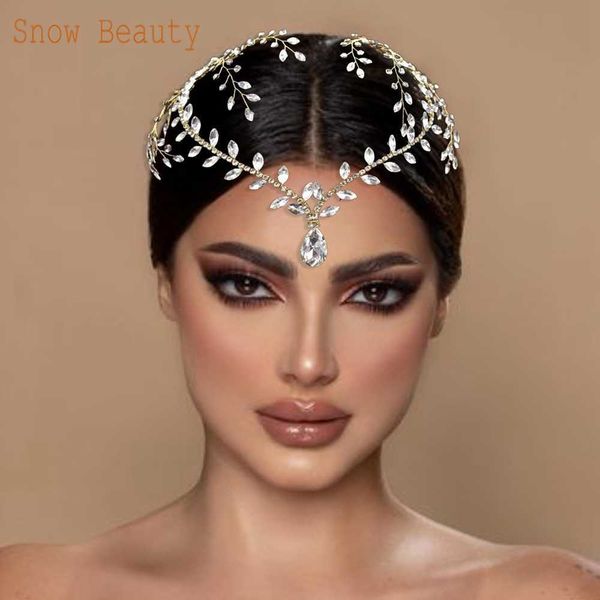 

tiaras a445 indian bridal headband water drop headwear wedding hair accessories rhinestone forehead headpieces for woman pageant crown z0220, White;golden