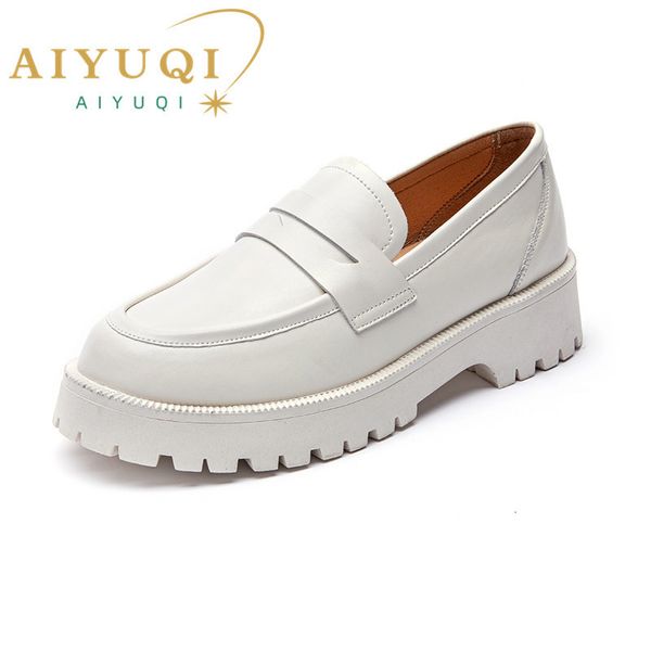 

dress shoes aiyuqi spring female british style thicksoled college loafers genuine leather fashion girls whsle mto 230220, Black