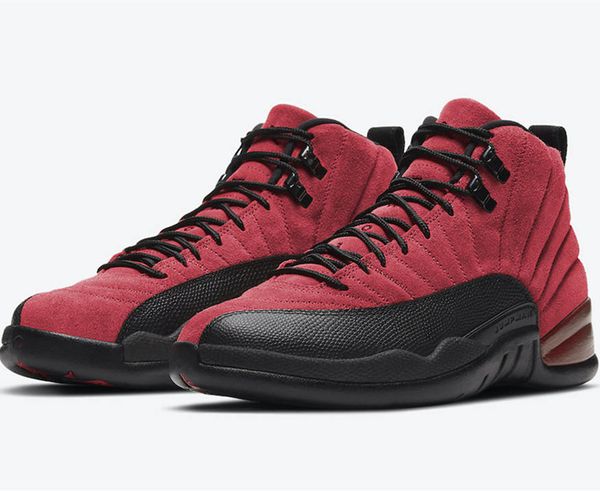 

jumpman 12 reverse flu game mens basketball shoes original quality 12s xii varsity red black designer sports sneakers with box size us7-13