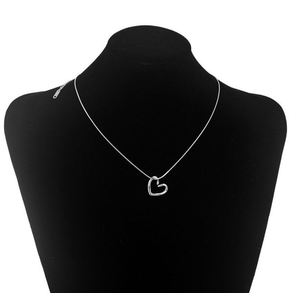 

european and american stainless steel hollowed out love necklace to send friends gifts, Silver