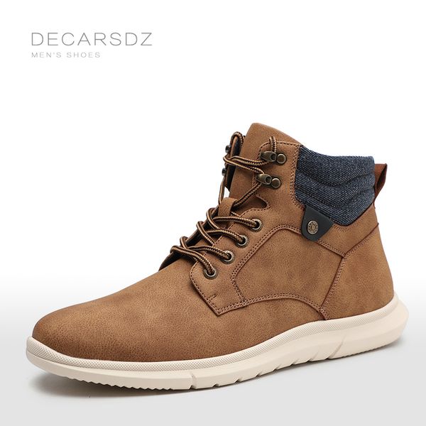 

dress shoes decarsdz autumn boots spring shoes comfy casual boots lace-up classic original leather fashion walking shoes men boots 230217, Black